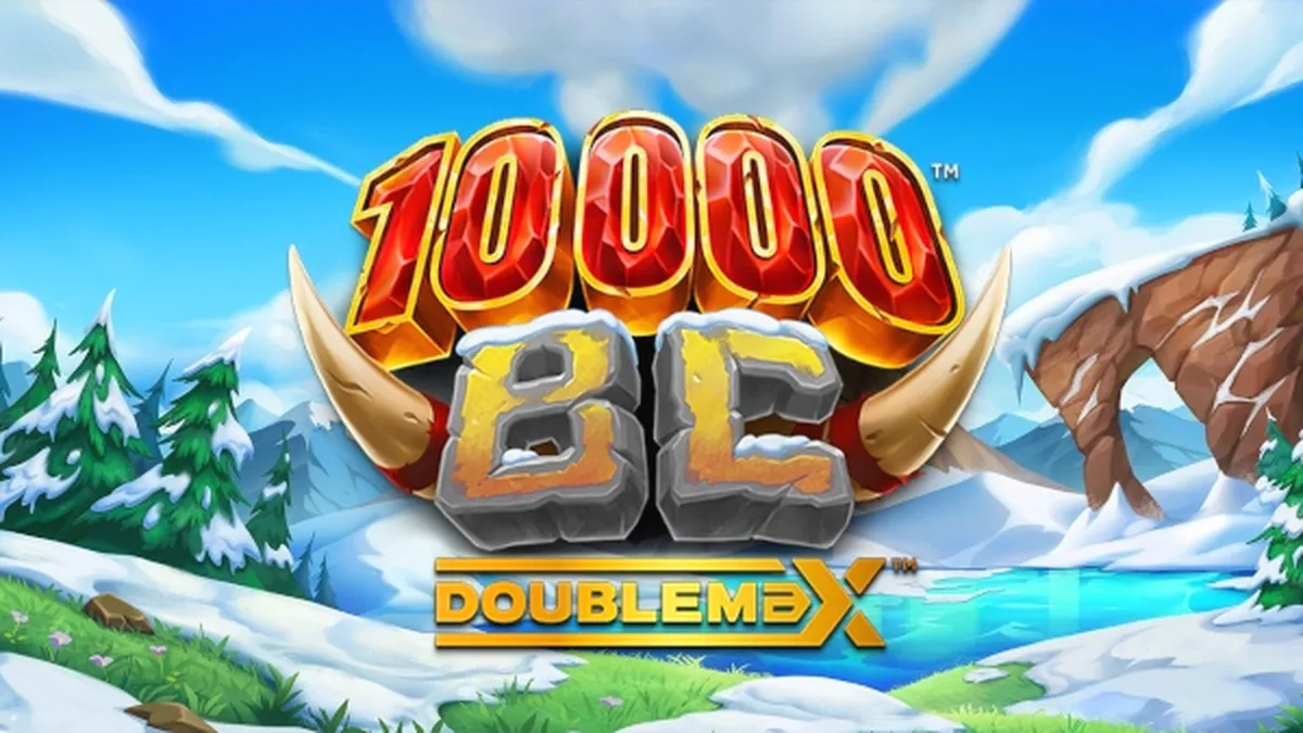 Tampilan visual slot 10000 BC DoubleMax dengan elemen prasejarah